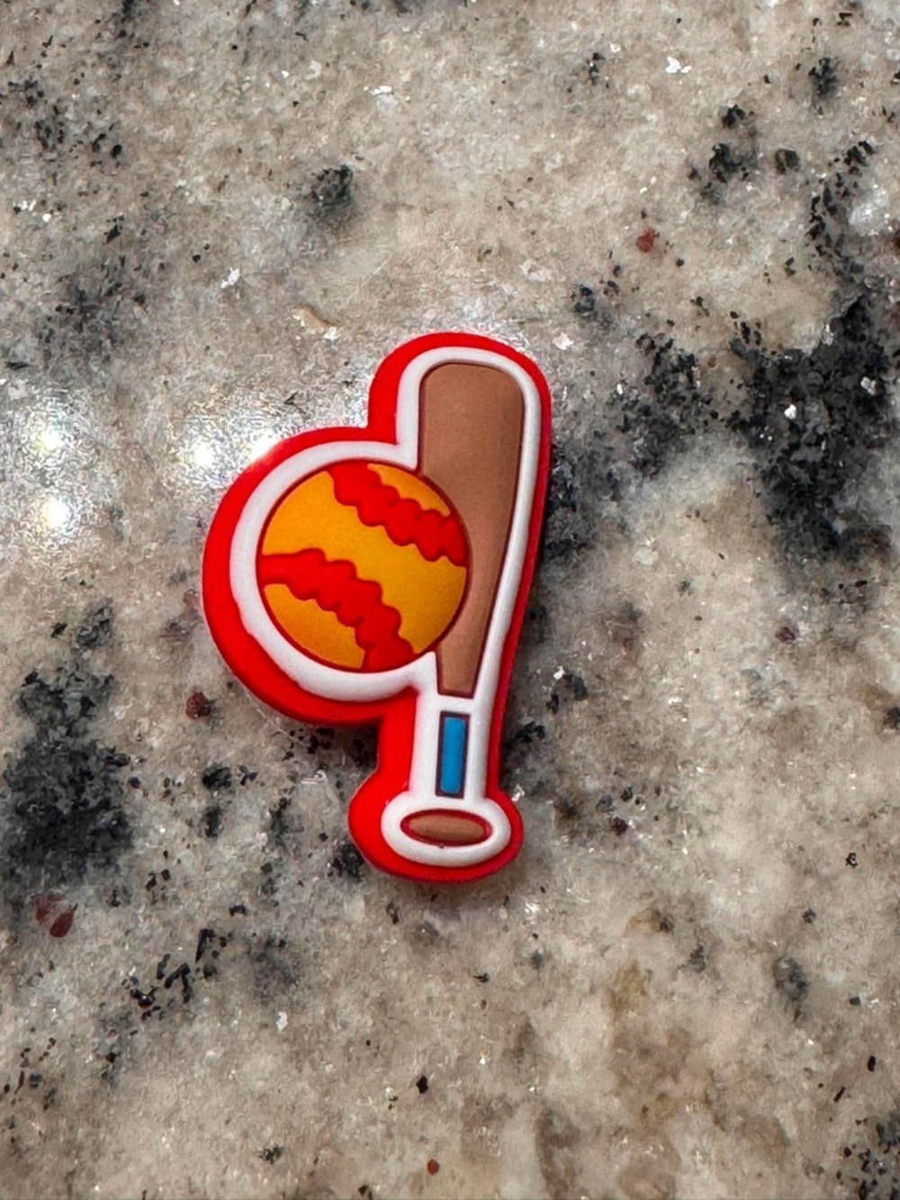 CROCS Soft Rubber Baseball & Bat Shoe Charm - Red/Yellow/Brown